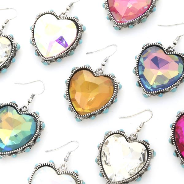 Western Heart Turquoise Bead Earring