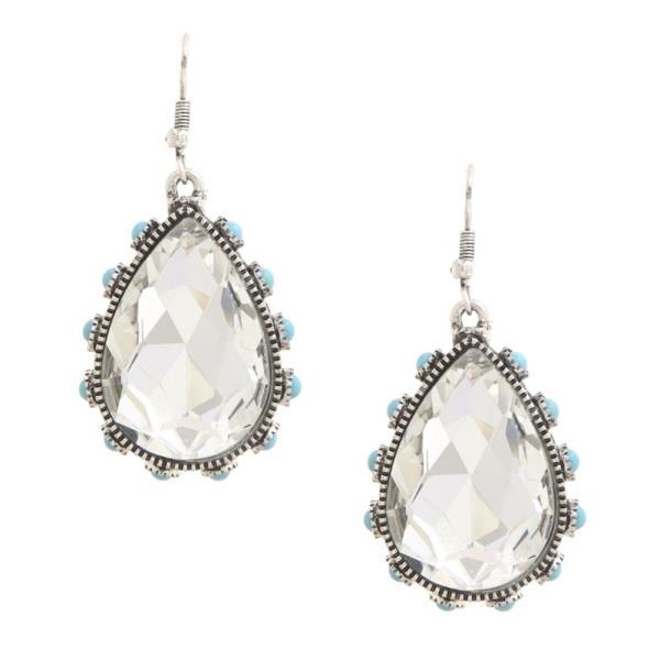Western Teardrop Turquoise Bead Earring