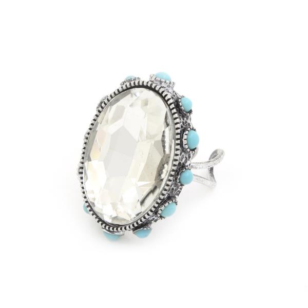 Western Style TQ and Gem Stone Ring