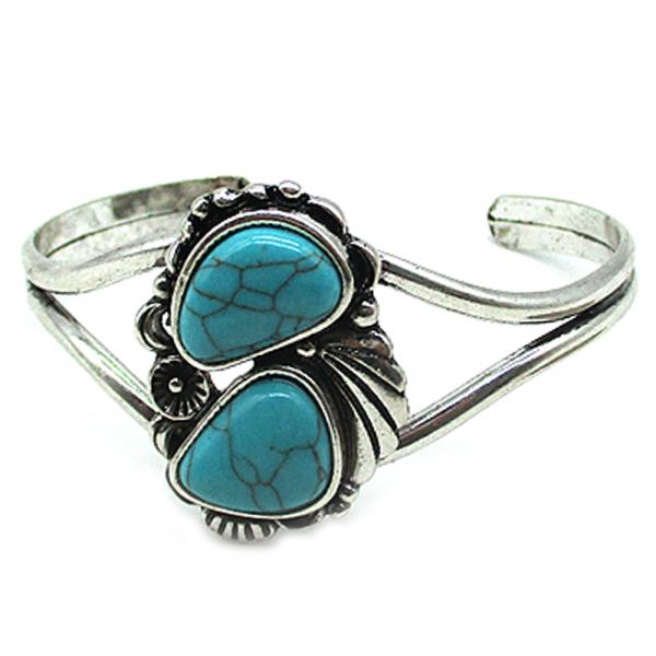 TURQUOISE STONE CUFF BRACELET
