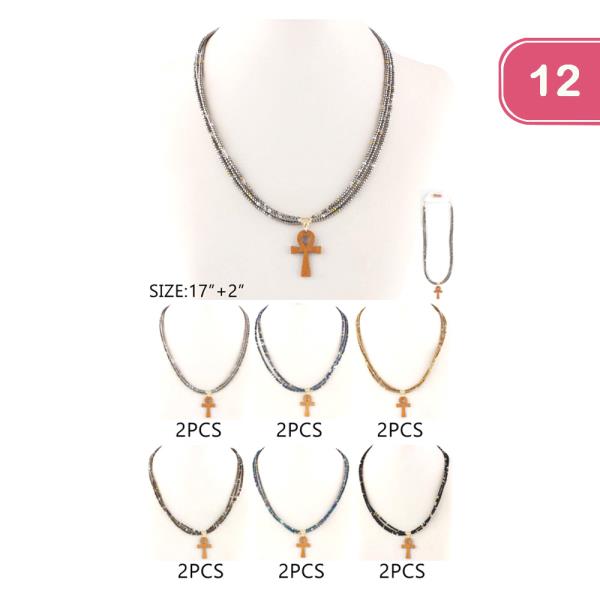 Cross Bead Necklace (12 Units)