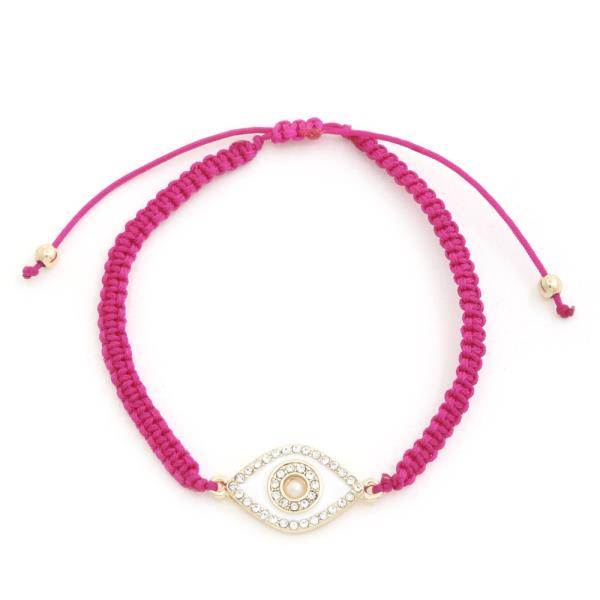 Rhinestone Eye Braided Pull Bracelet