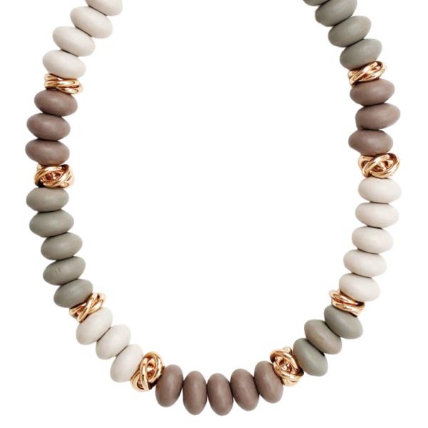 Wood Metal Bead Necklace