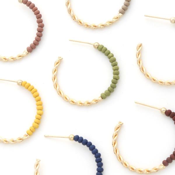 WOOD METAL ROPE 30MM HOOP EARRINGS
