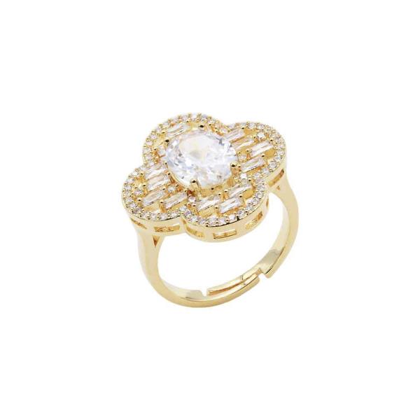 Crystal Moroccan Shape Adjustable Ring