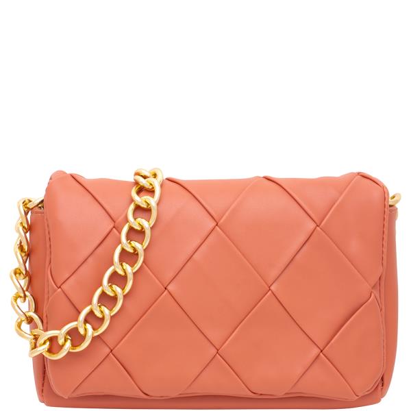 Smooth Quilt Chain Link Crossbody Bag