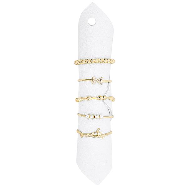 Stone Pearl Round Assorted Ring Set