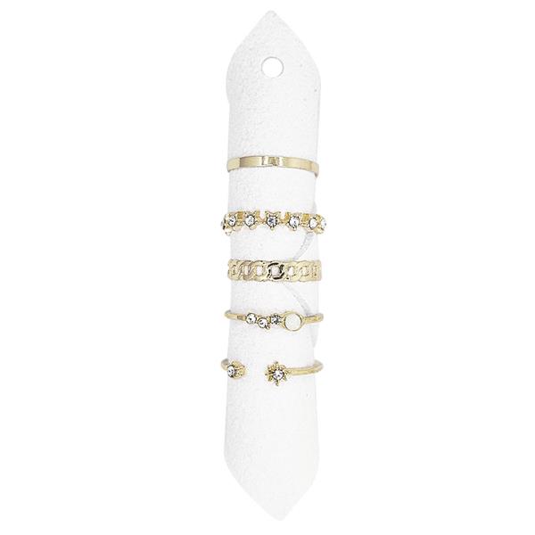 Stone Pearl Round Assorted Ring Set