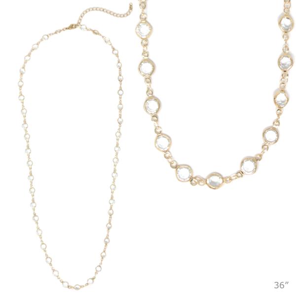 36" Crystal Linked Long Necklace