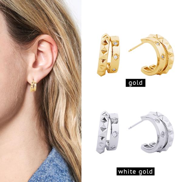 14K Gold White Gold Dipped Earring CZ Earring