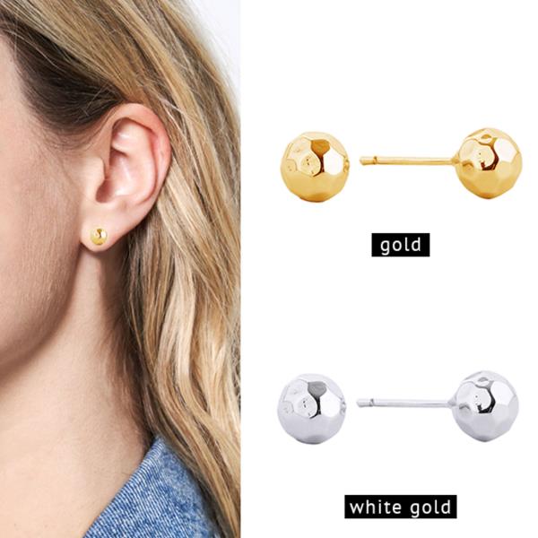 14K Gold White Gold Dipped Post Earring