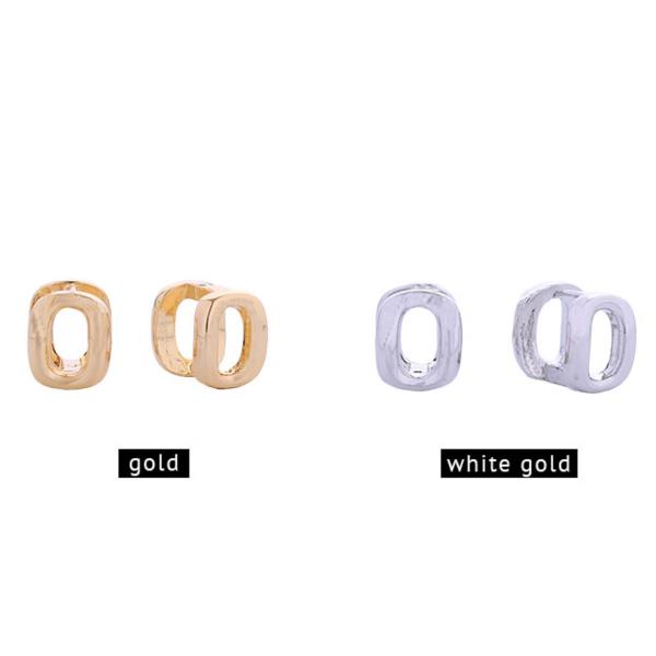14K Gold White Gold Dipped Oval Huggie Earrings
