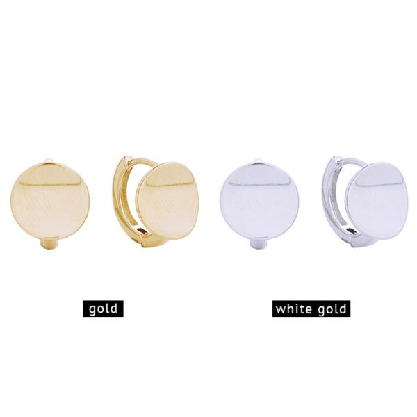 14K Gold White Gold Dipped Disk Huggie Earrings