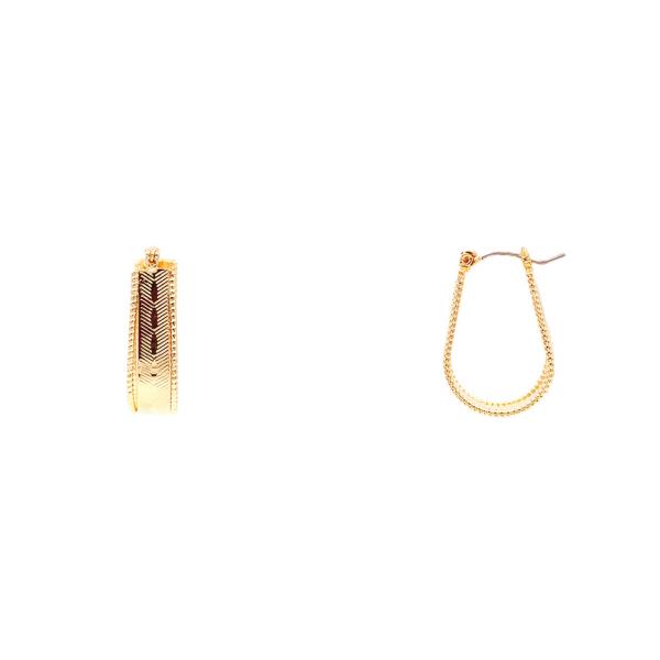 Lined Metal Hoop Earring