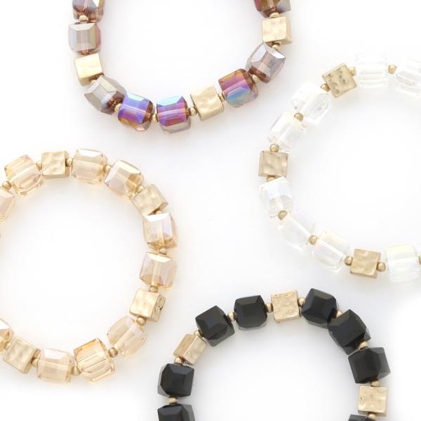 Cube Square Bead Stretch Bracelet