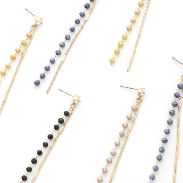 Glass and Chain Linear Earring