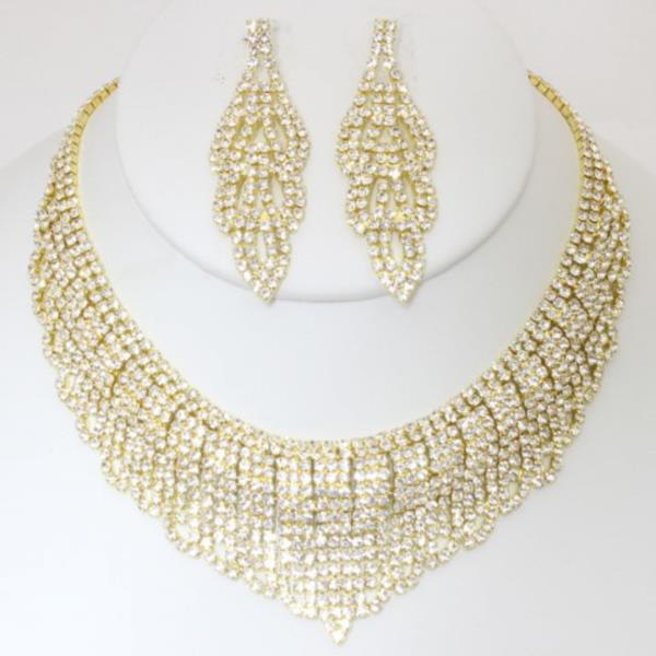 Crystal Rhinestone Necklace Earring Set