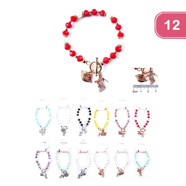 Bead Lips Heels Charm Bracelet (12 Units)
