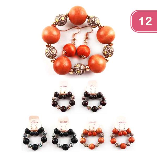 Bead Earring Bracelet Set (12 Units)