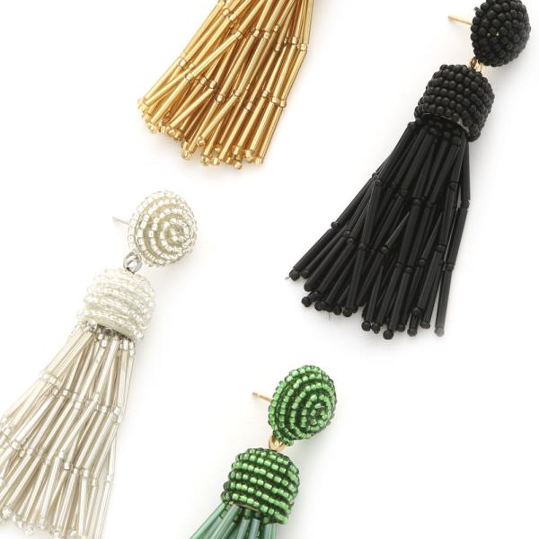 Seed Bead Tassel Dangle Earring