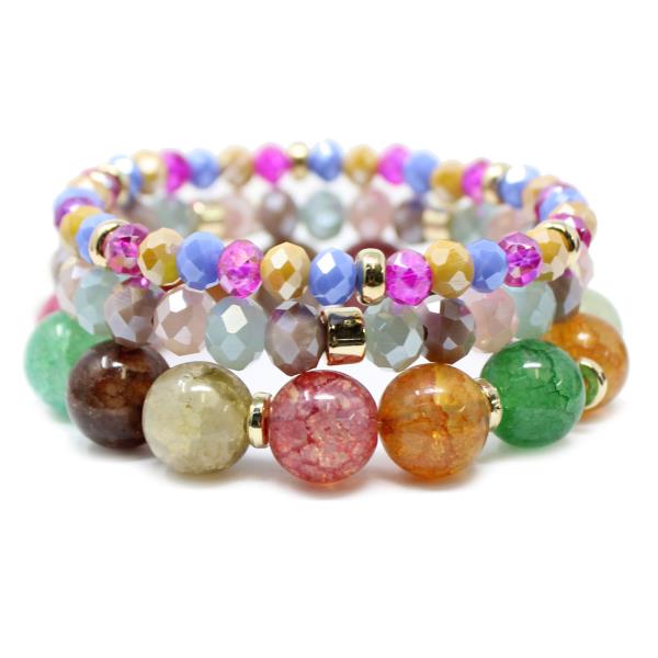Multi Bead Stretch Bracelet Set