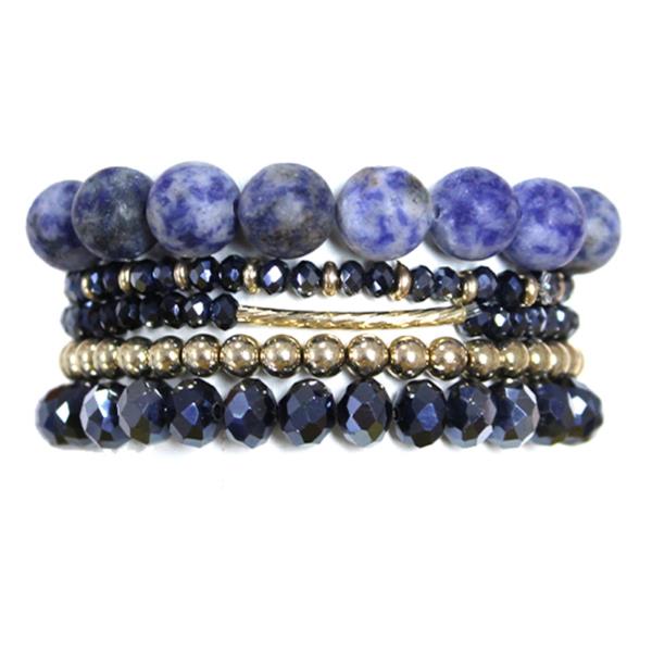 Multi Bead Stretch Bracelet Set