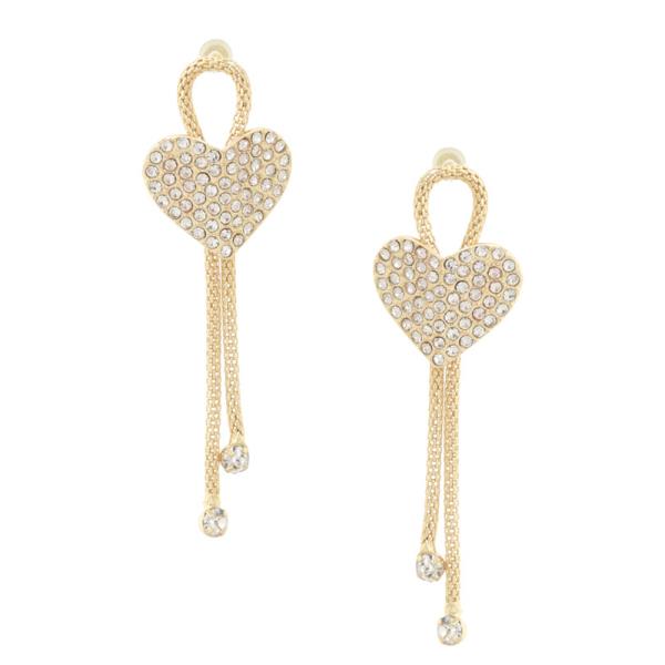 Heart Rhinestone Loop Chain Earring