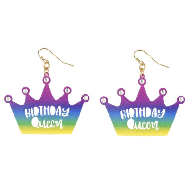 Metal AB Coating Birthday Fish Hook Earring