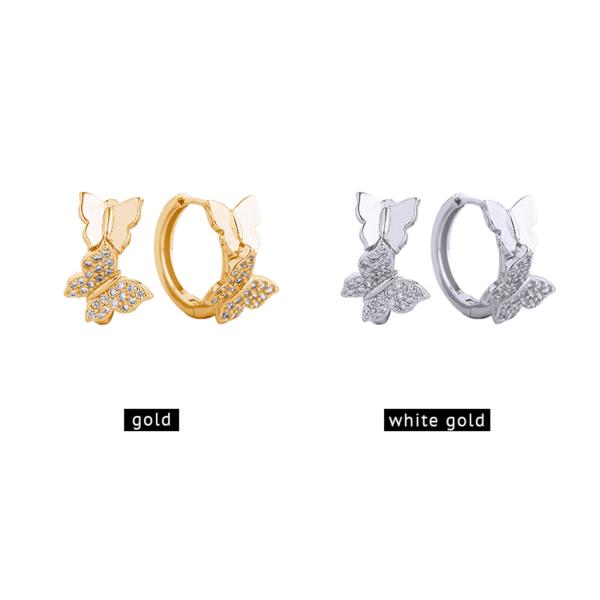 14K Gold White Gold Dipped Huggie CZ Earring