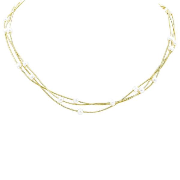Multi Chain Pearl Station Necklace