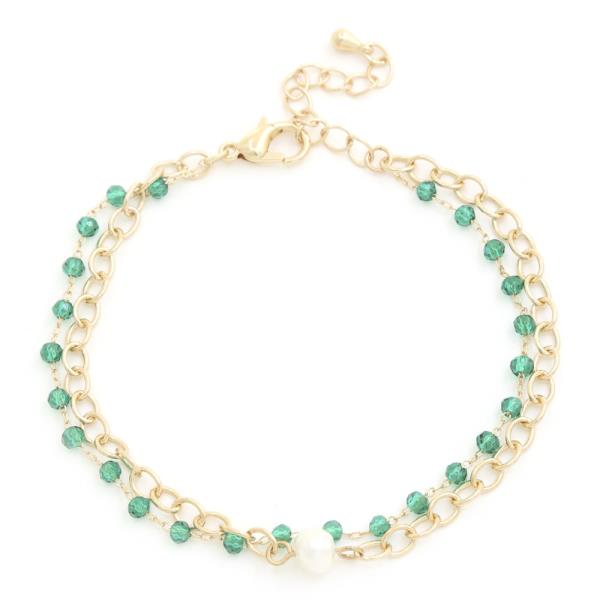 Pearl Beaded Circle Link Bracelet