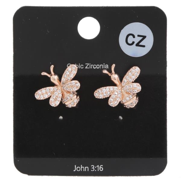 CZ Bee Post Earring