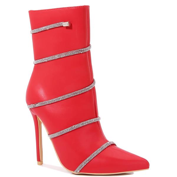 RHINESTONE DESIGN CHIC POINTY HEEL BOOTS 12 PAIRS