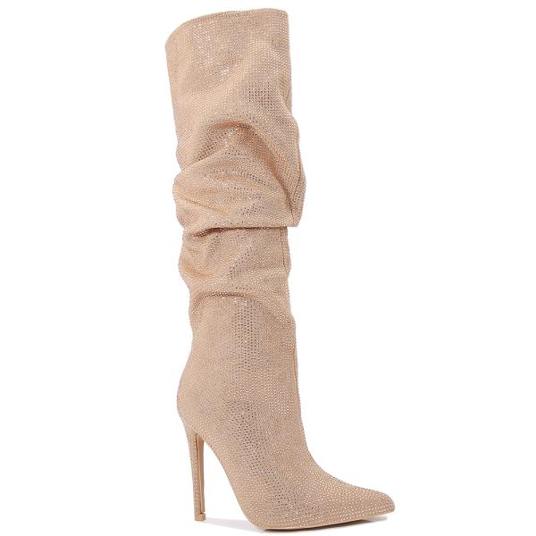 RHINESTONE POINTY HEEL LEG BOOTS 12 PAIRS