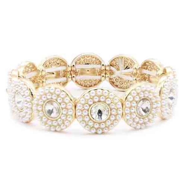 White Color Bead Stretch Bracelet