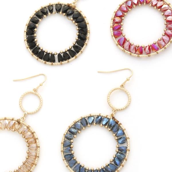 Double Circle Beaded Dangle Earring