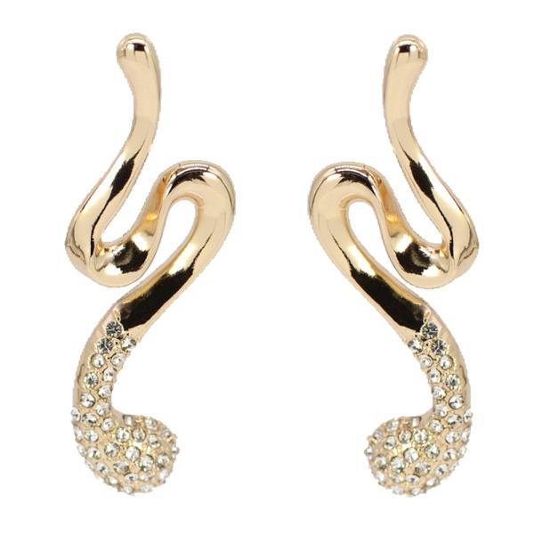 Metal Rhinestone Swirl Snake Earring