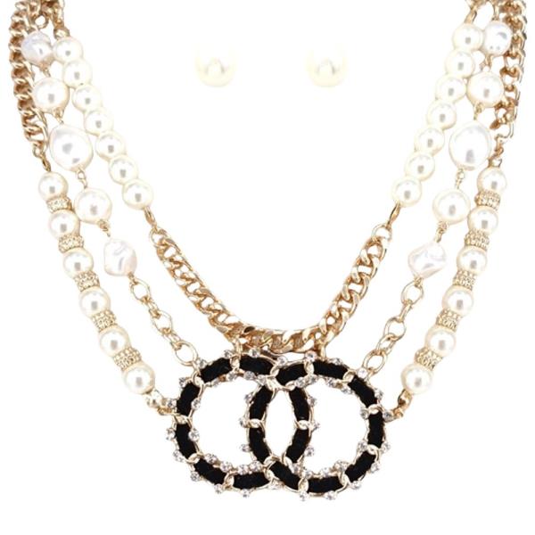 Double Circle Beaded Layered Necklace
