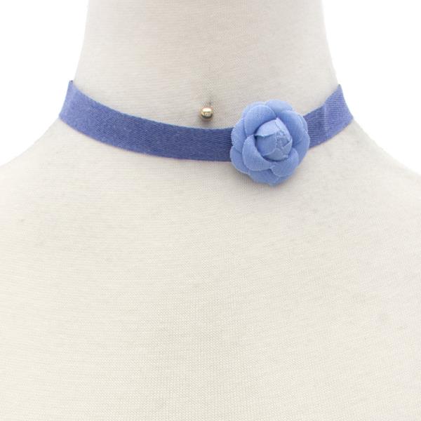 Denim Flower Choker