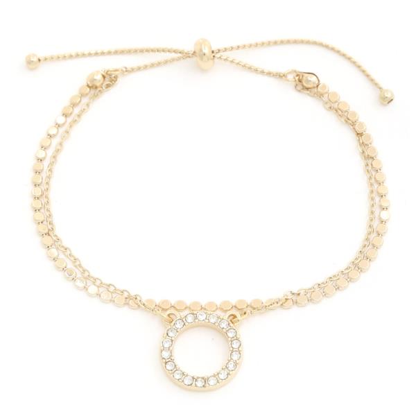 Round Crystal Layered Slide Bracelet