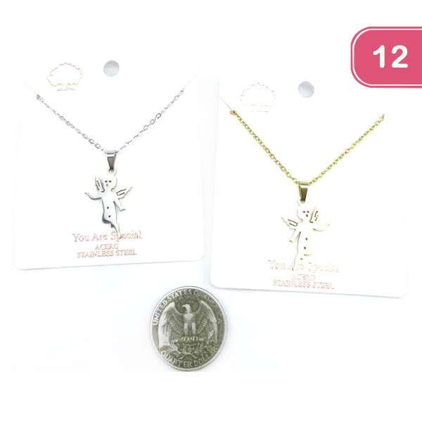 Fairy Stainless Steel Pendant Necklace (12 Units)