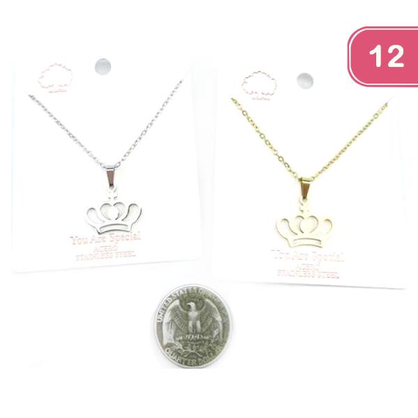 Crown Pendant Necklace (12 Units)