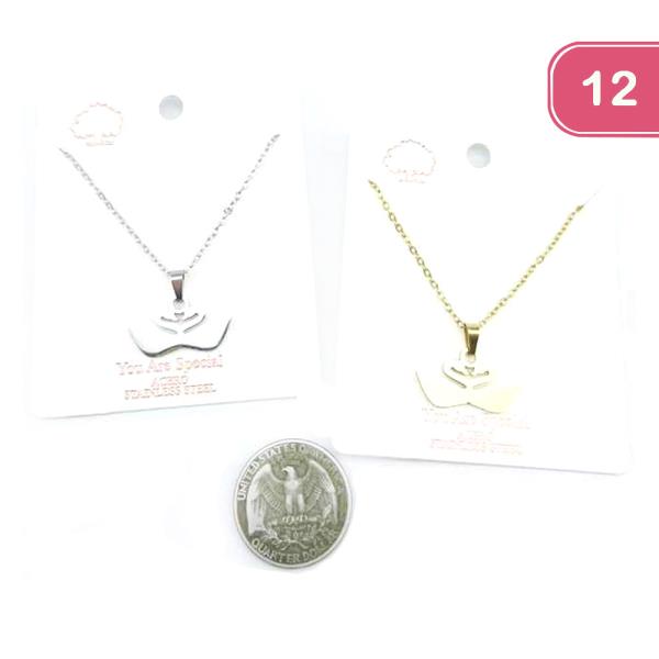 Swans Stainless Steel Pendant Necklace (12 Units)