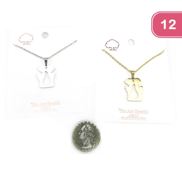 Stainless Steel Pendant Necklace (12 Units)