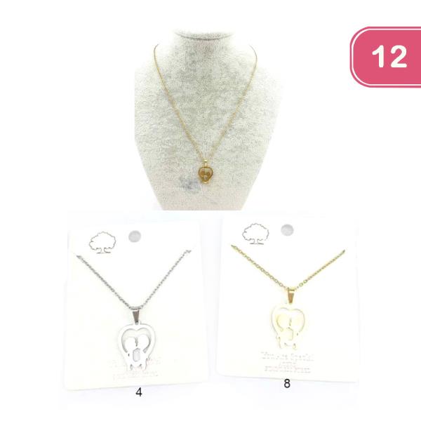 Heart Stainless Steel Necklace (12 Units)
