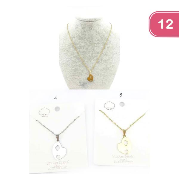 Heart Stainless Steel Necklace (12 Units)