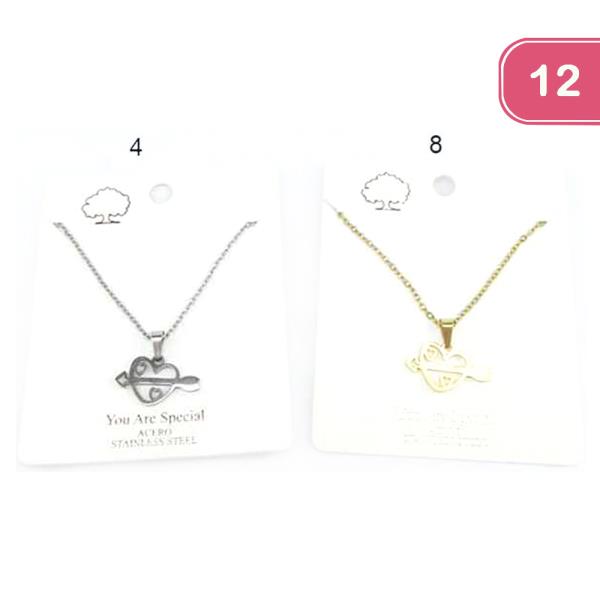 Heart Stainless Steel Necklace (12 Units)