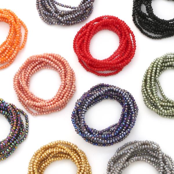 Glass Bead Stretch Multi Bracelet