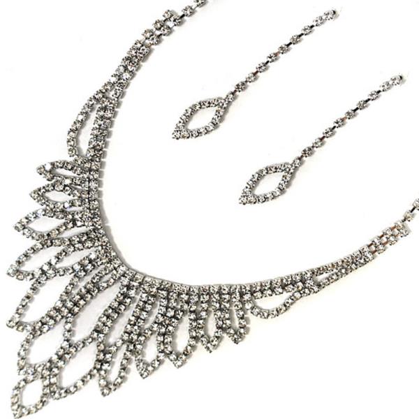 Rhinestone Bridal Necklace Earring Set