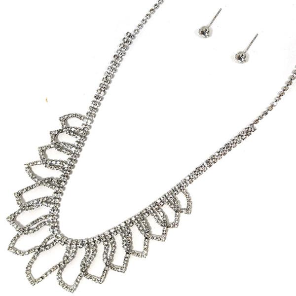 Rhinestone Bridal Necklace Earring Set